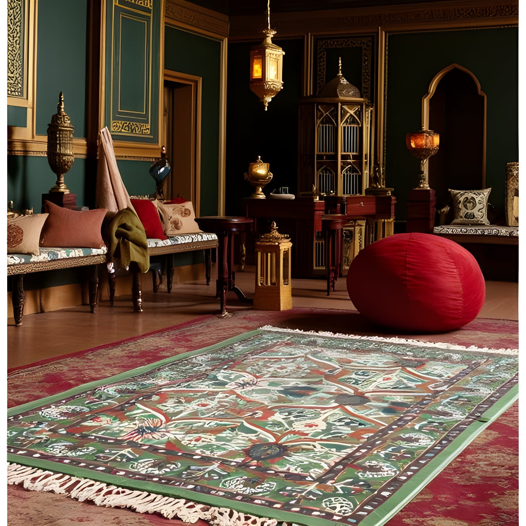 Mughal-Inspired Botanical Rug – 120x180cm Flatweave Cotton, Artisan-Made
