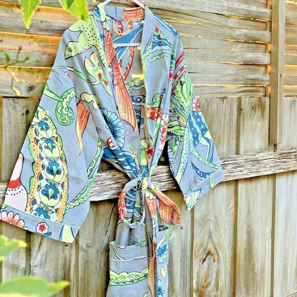 'Tropicana Dream' 100% Cotton Kimono Robe