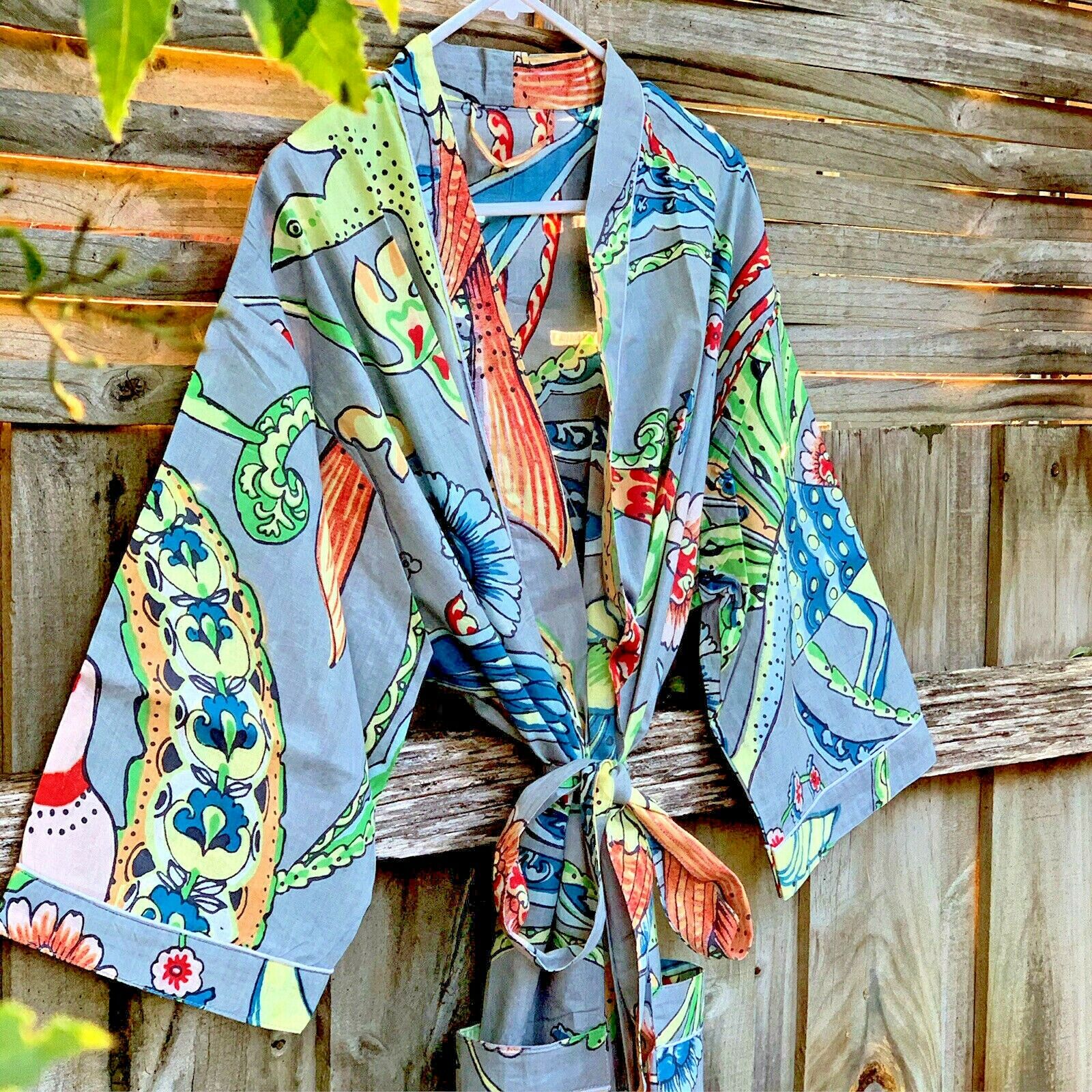 'Tropicana Dream' 100% Cotton Kimono Robe